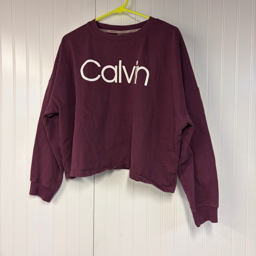 Calvin Klein Women’s Purple Logo Crewneck Sweater XL
